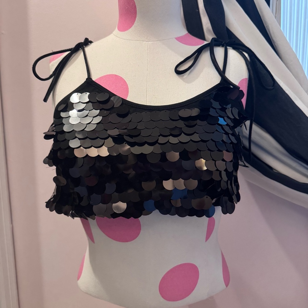 Club Exx Dolls Kill Sequin Tie Strap Top